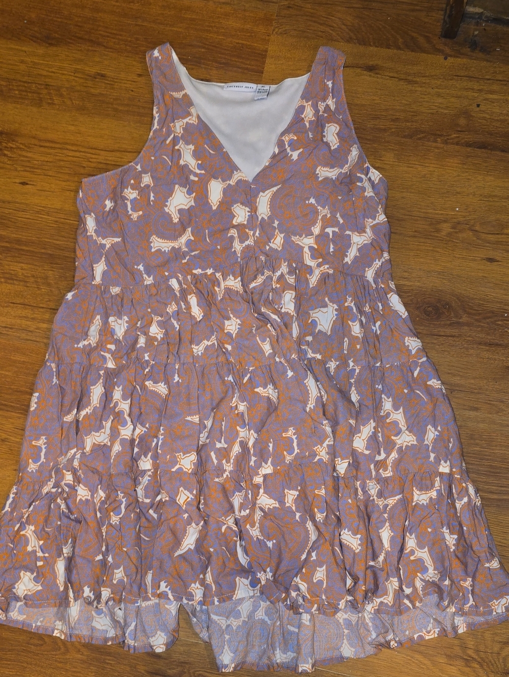 Sincerely Jules Lavender and Cream Tiered V-Neck Sundress